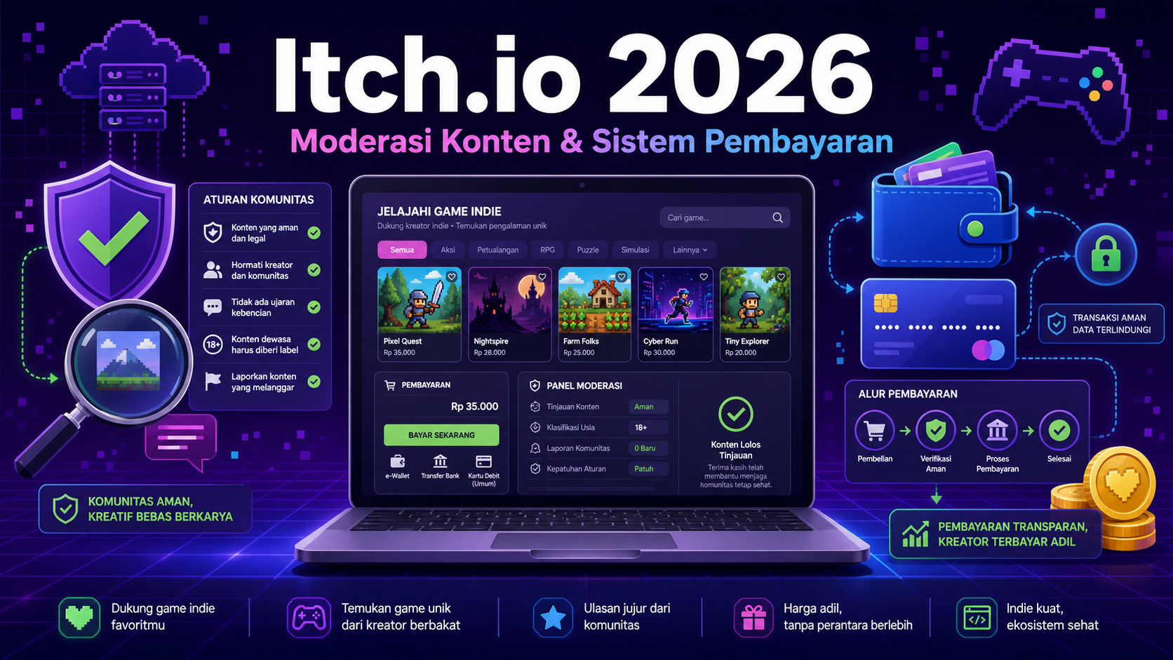 Itch.io 2026: Pembaruan Moderasi Konten dan Sistem Pembayaran - itchio