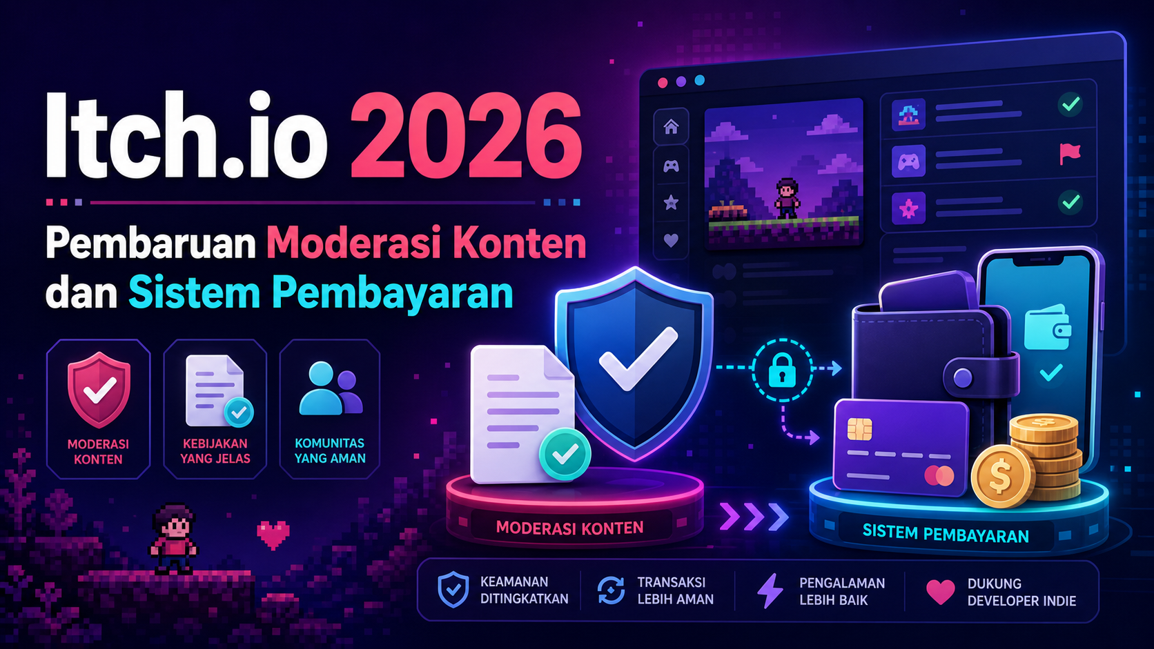 itchio - Itch.io 2026: Pembaruan Moderasi Konten dan Sistem Pembayaran
