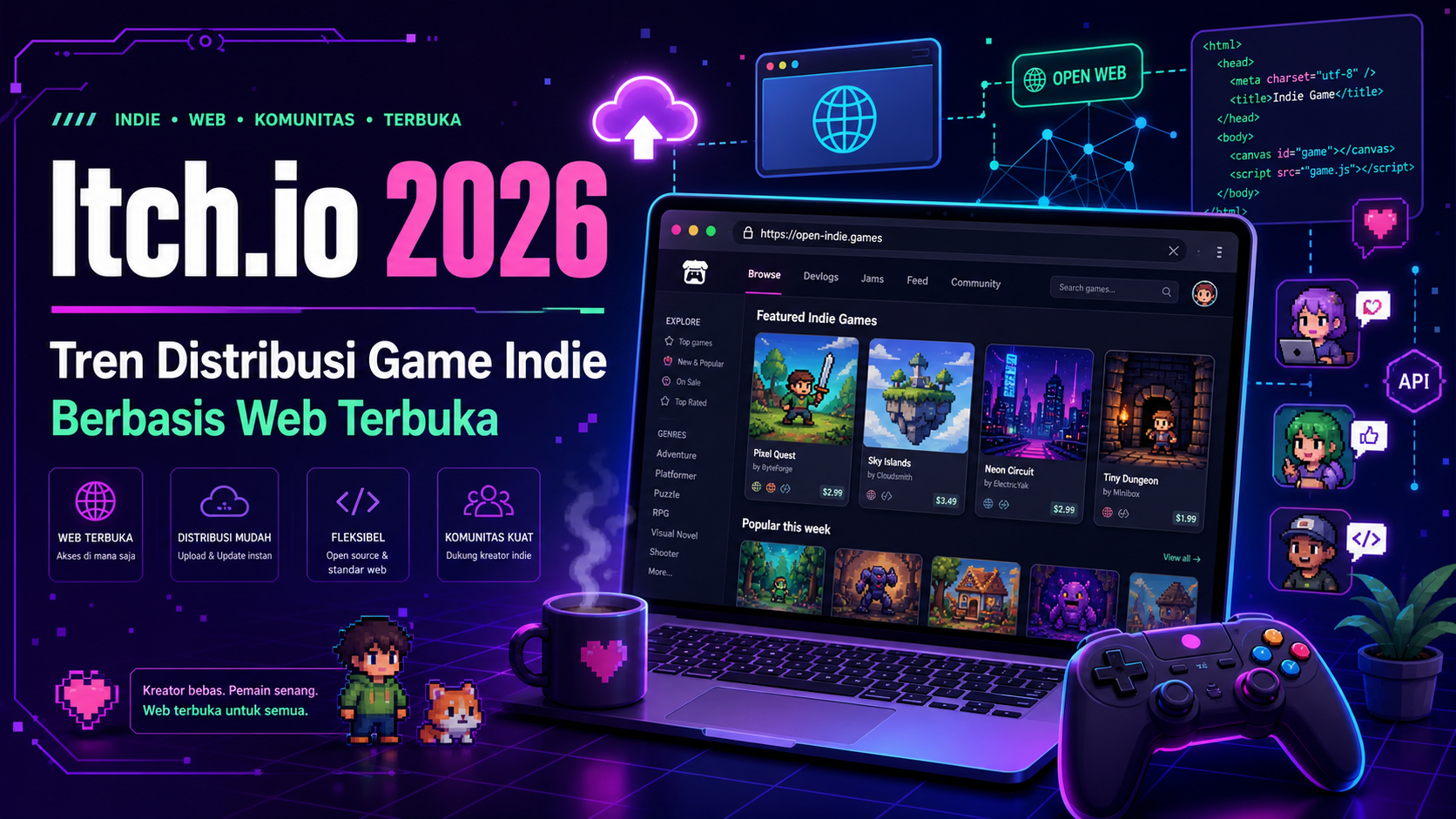 itchio - Itch.io 2026: Tren Distribusi Game Indie Berbasis Web Terbuka